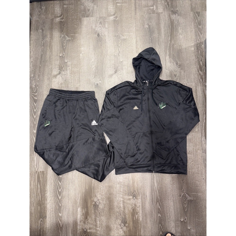 Adidas Iowa Wild Track Suit Jacket And Pants Mens Large Black Gray Set Climawarm